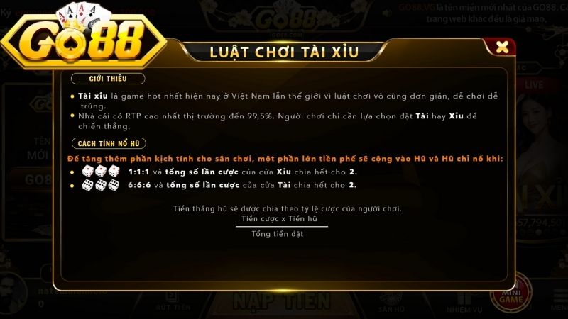 Luật Chơi Cơ Bản Của Tài Xỉu Go88