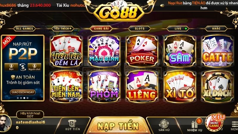 Những Tựa Game Bài Nổi Bật Không Thể Bỏ Qua Tại Go88
